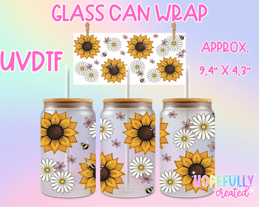 Sunflowers UVDTF Glass Can Wrap
