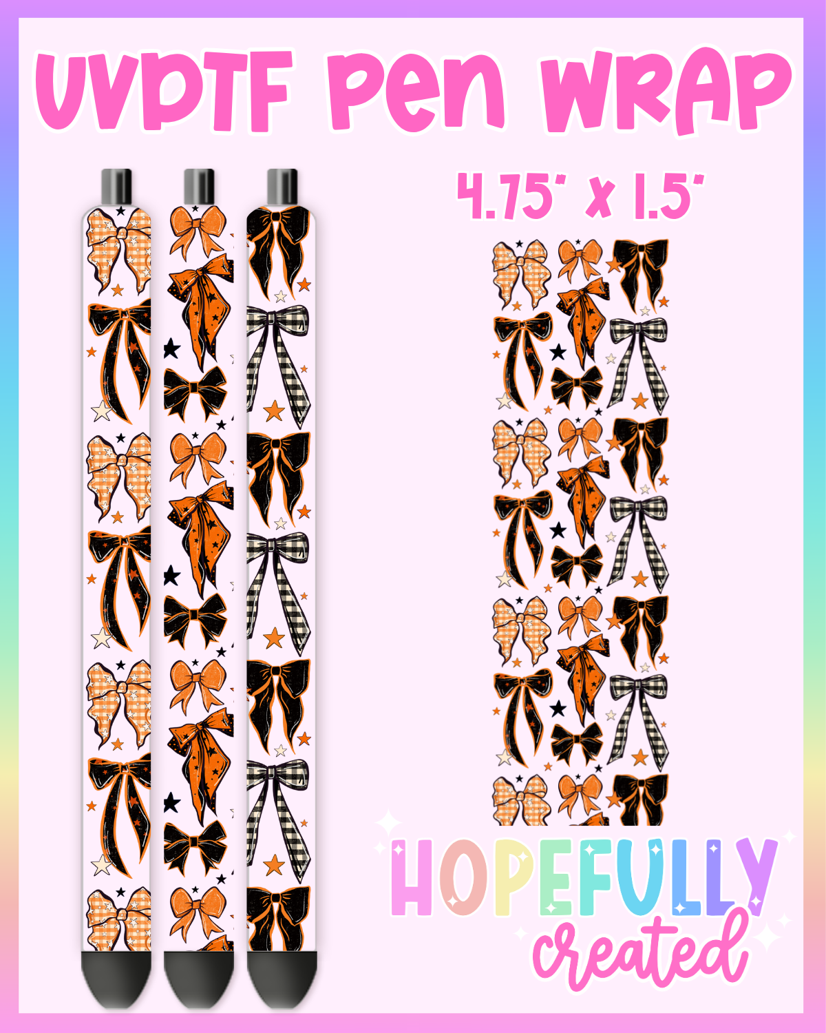 Orange Black Bow UVDTF Pen Wrap