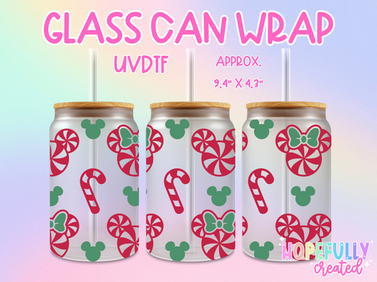 Peppermint Mouse UVDTF Glass Can Wrap