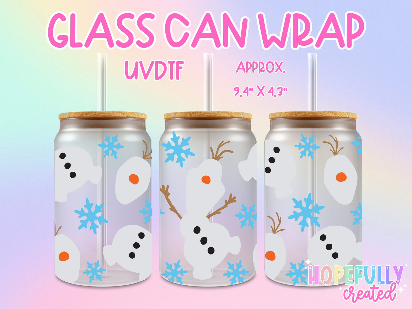 Minimalist Snowman UVDTF Glass Can Wrap