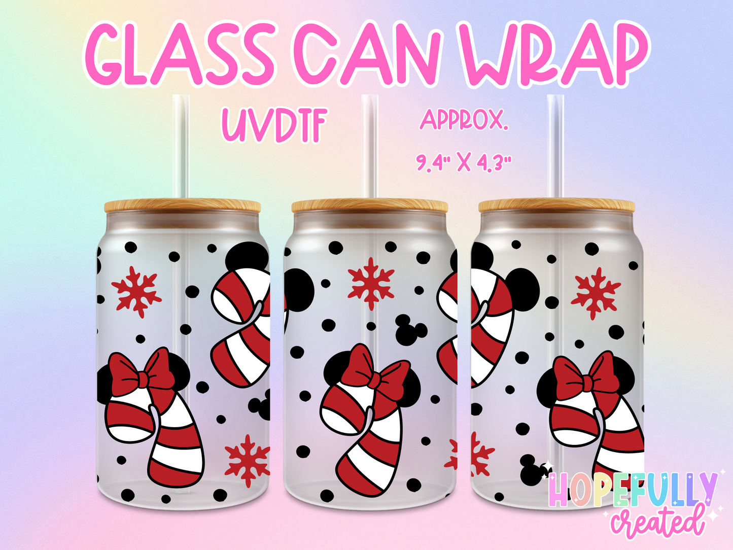 Candycane UVDTF Glass Can Wrap