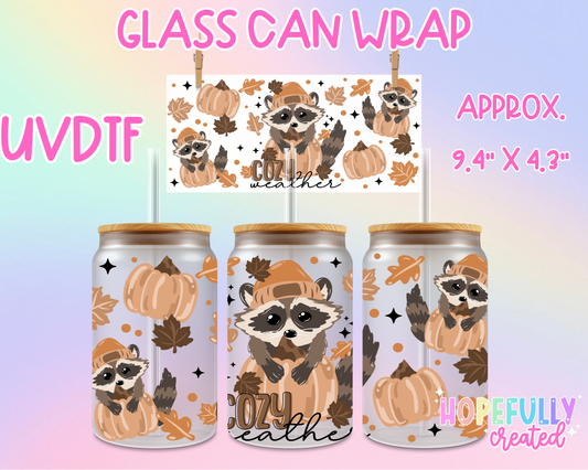 Cozy Racoon UVDTF Glass Can Wrap