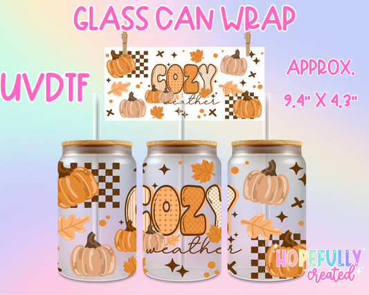 Cozy Weather UVDTF Glass Can Wrap