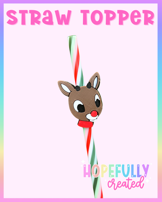 Christmas Reindeer Straw Topper