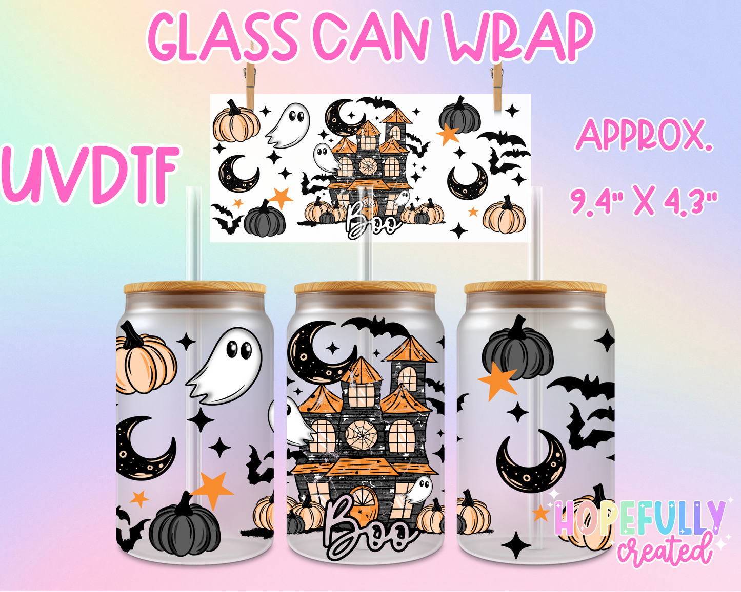 Haunted House UVDTF Glass Can Wrap
