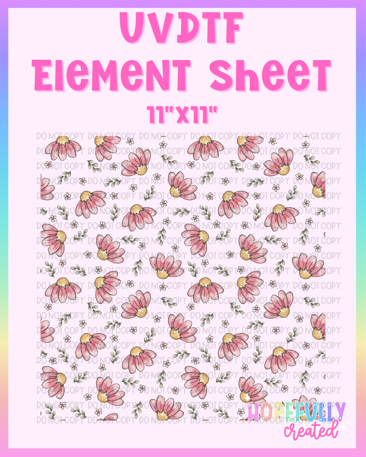 Pink Flowers UVDTF Element Sheet
