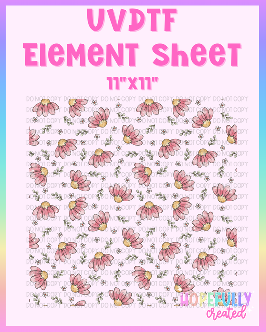 Pink Flowers UVDTF Element Sheet