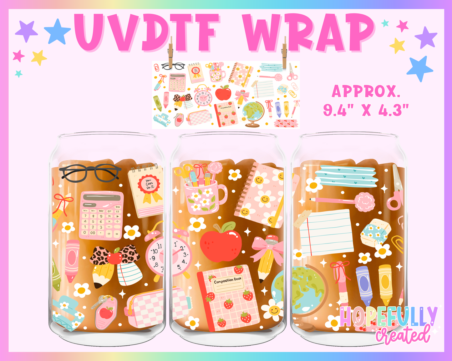 School Elements UVDTF Glass Can Wrap