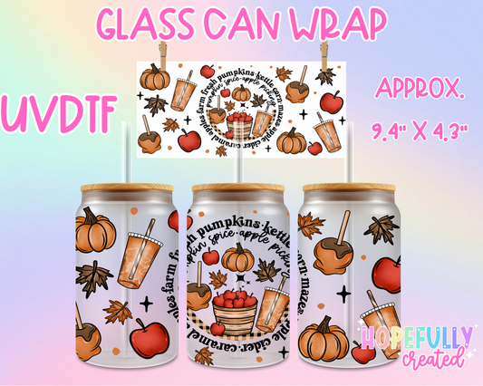 Farm Fresh Pumpkins UVDTF Glass Can Wrap