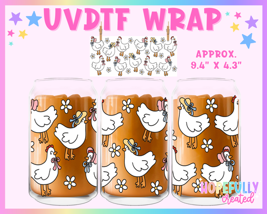 Chickens UVDTF Glass Can Wrap