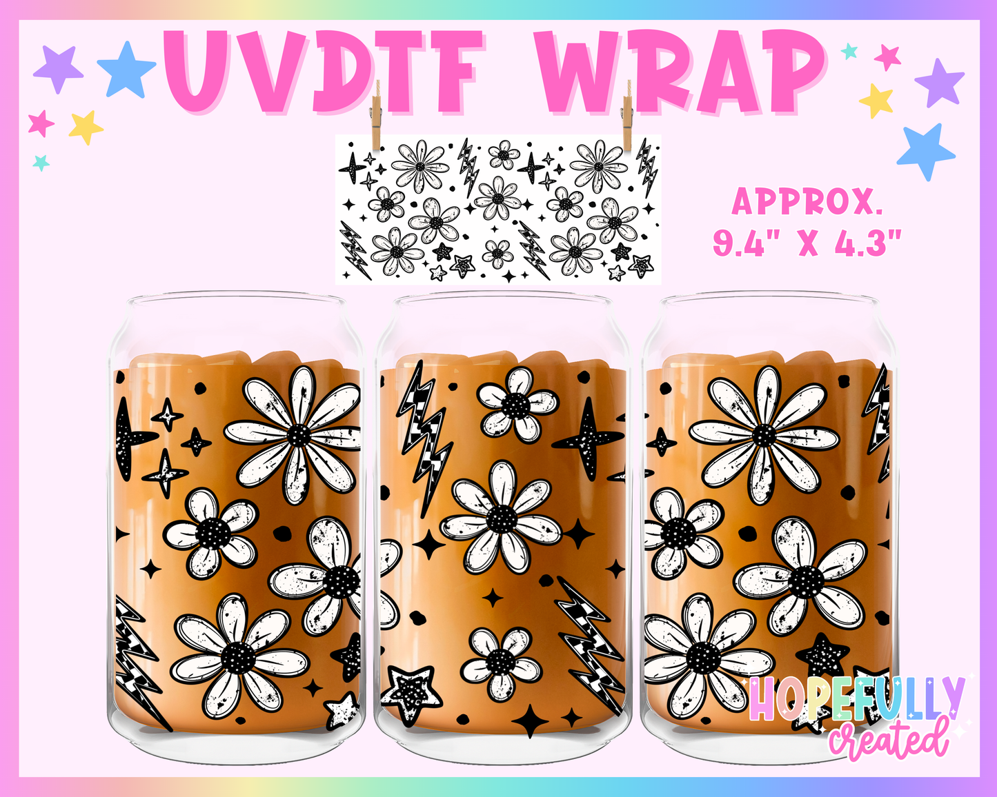 Flowers UVDTF Glass Can Wrap