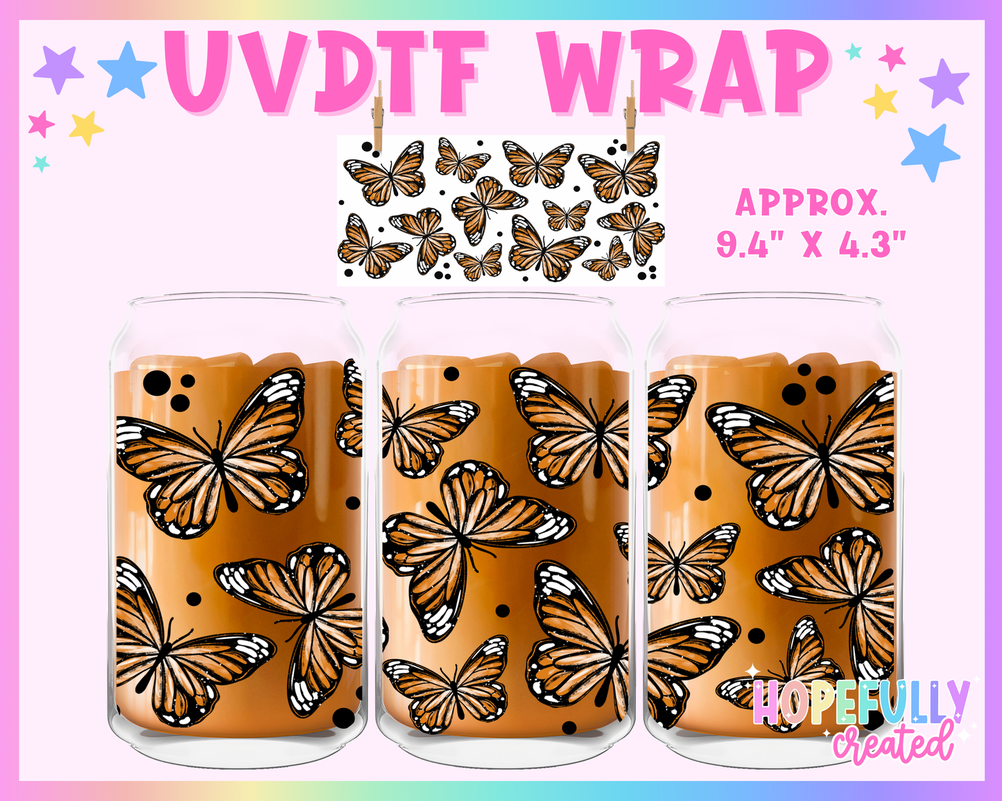 Butterfly UVDTF Glass Can Wrap