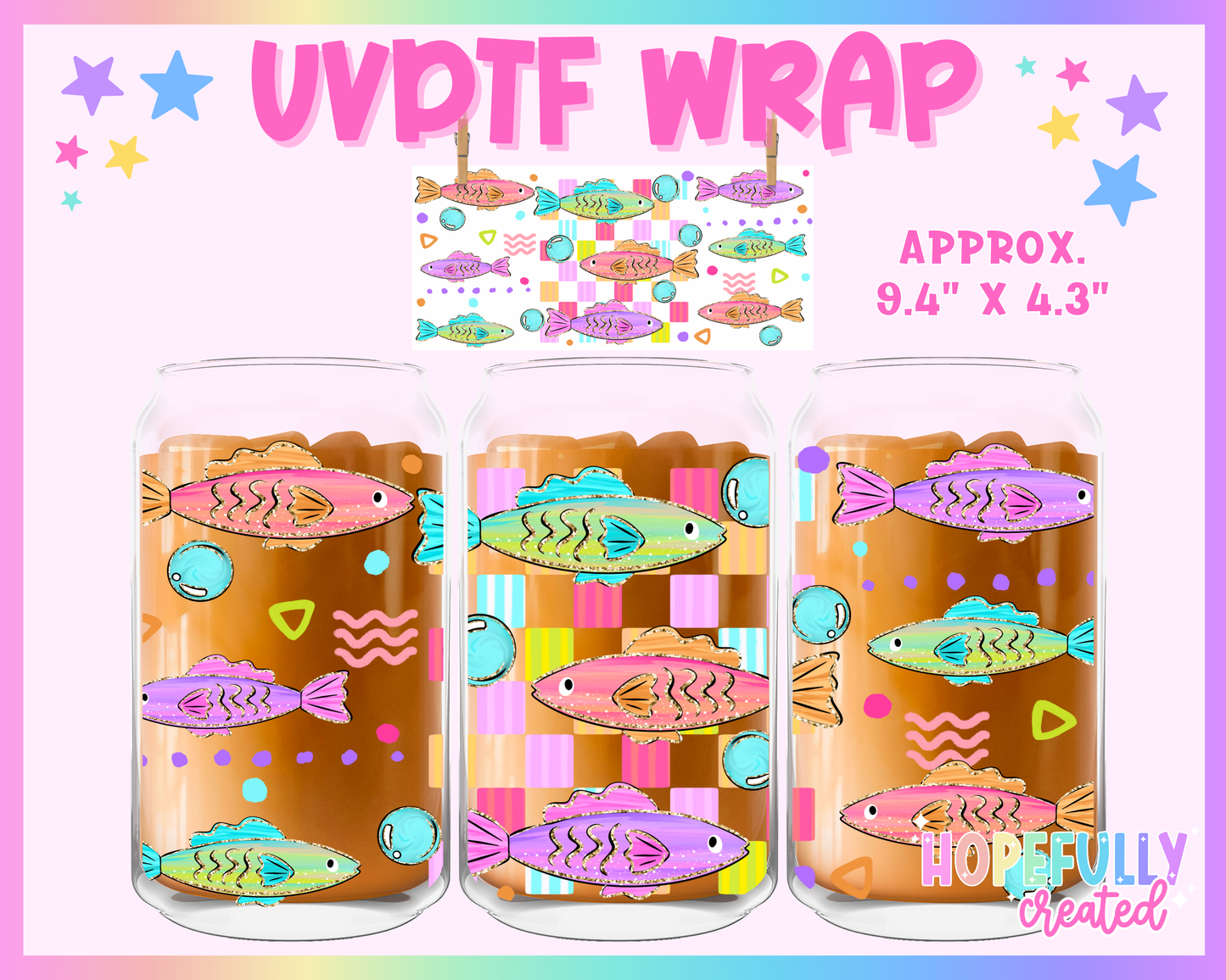 Fish UVDTF Glass Can Wrap