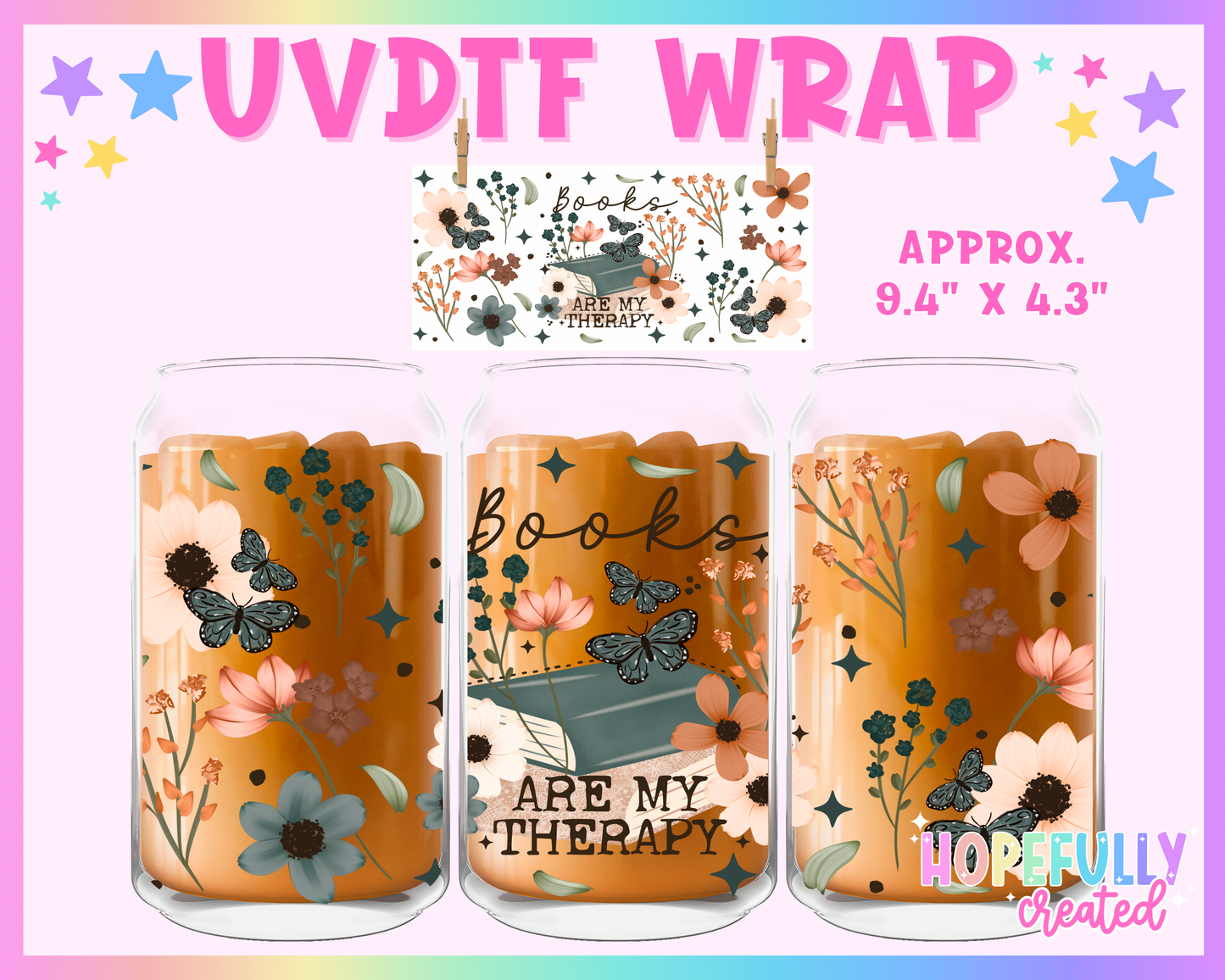 Books Therapy UVDTF Glass Can Wrap