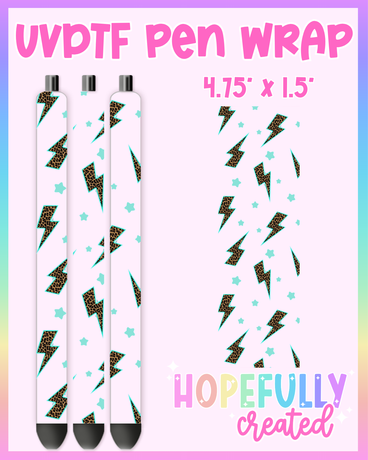 Teal Bolts UVDTF Pen Wrap