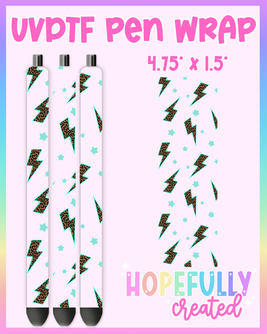 Teal Bolts UVDTF Pen Wrap