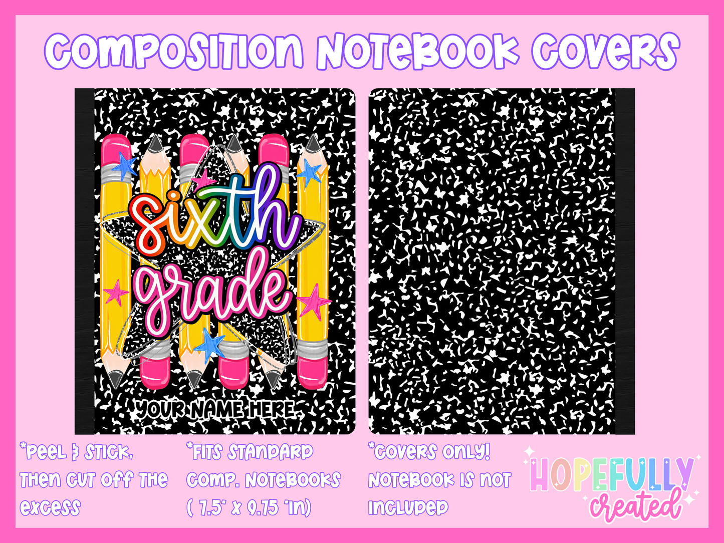 Pencils & Star Composition Notebook Cover