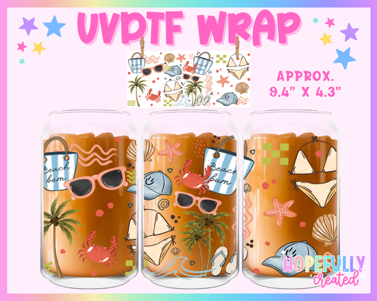 Beach UVDTF Glass Can Wrap