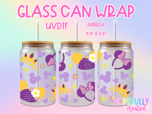 Rapunzel Headbands UVDTF Glass Can Wrap