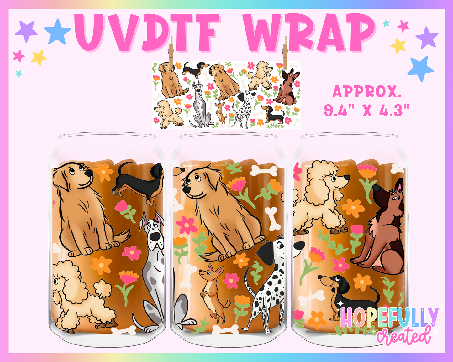 Dogs UVDTF Glass Can Wrap
