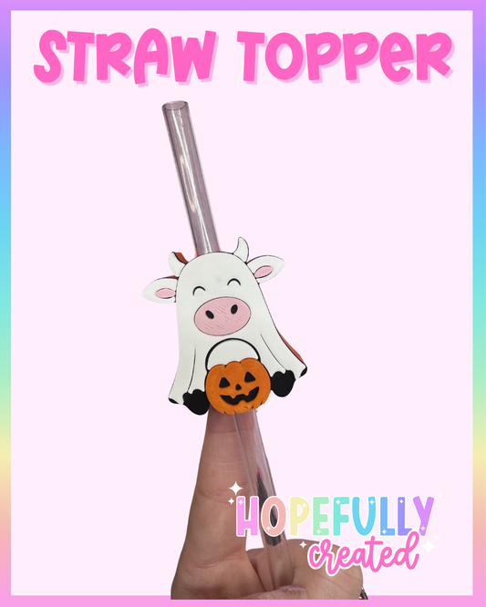 Ghost Cow Straw Topper