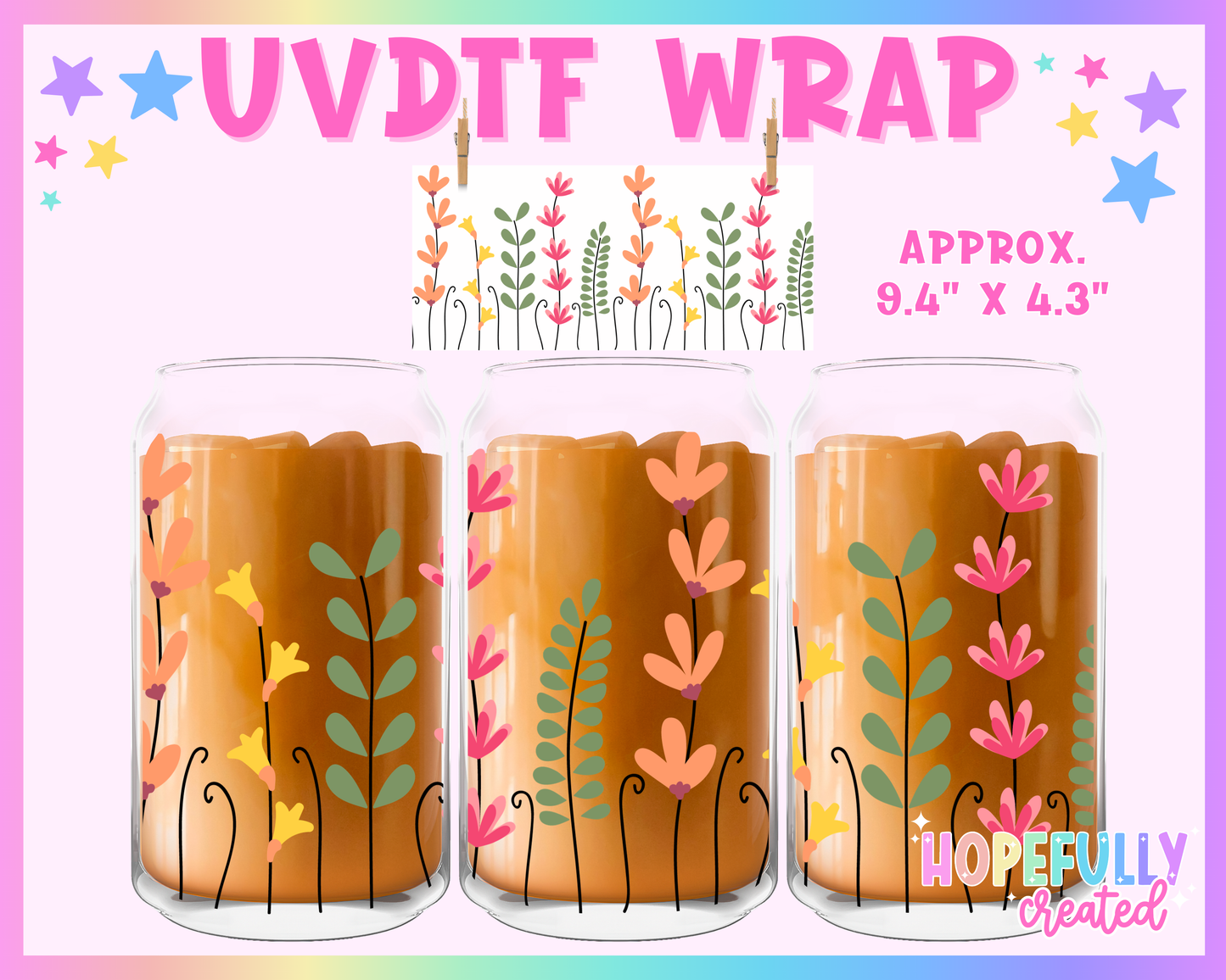 Wildflowers UVDTF Glass Can Wrap