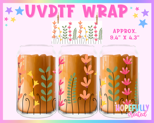 Wildflowers UVDTF Glass Can Wrap