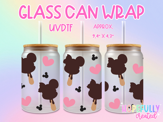 Mouse Icecream UVDTF Glass Can Wrap