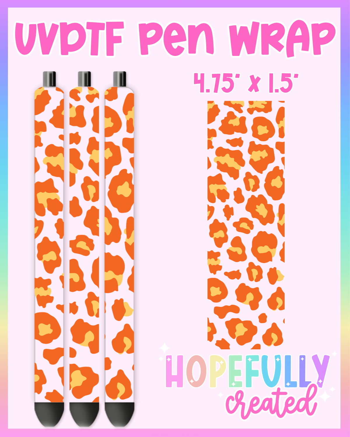 Orange Leopard UVDTF Pen Wrap
