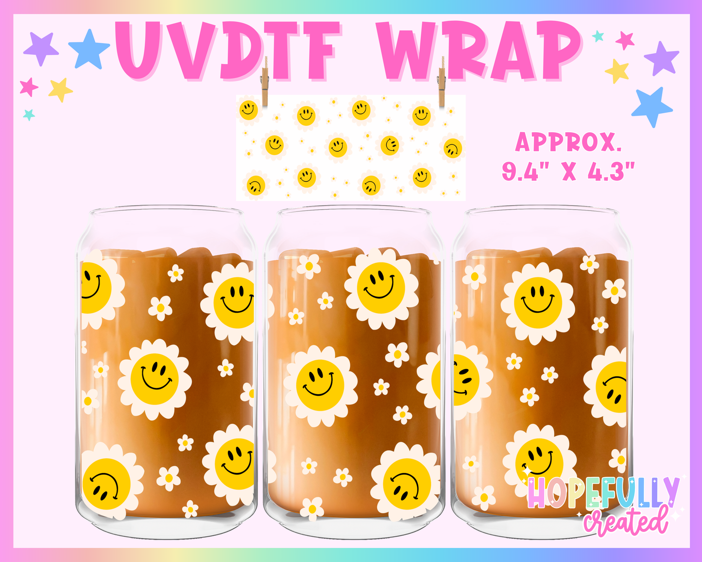 Daisy Smiley UVDTF Glass Can Wrap