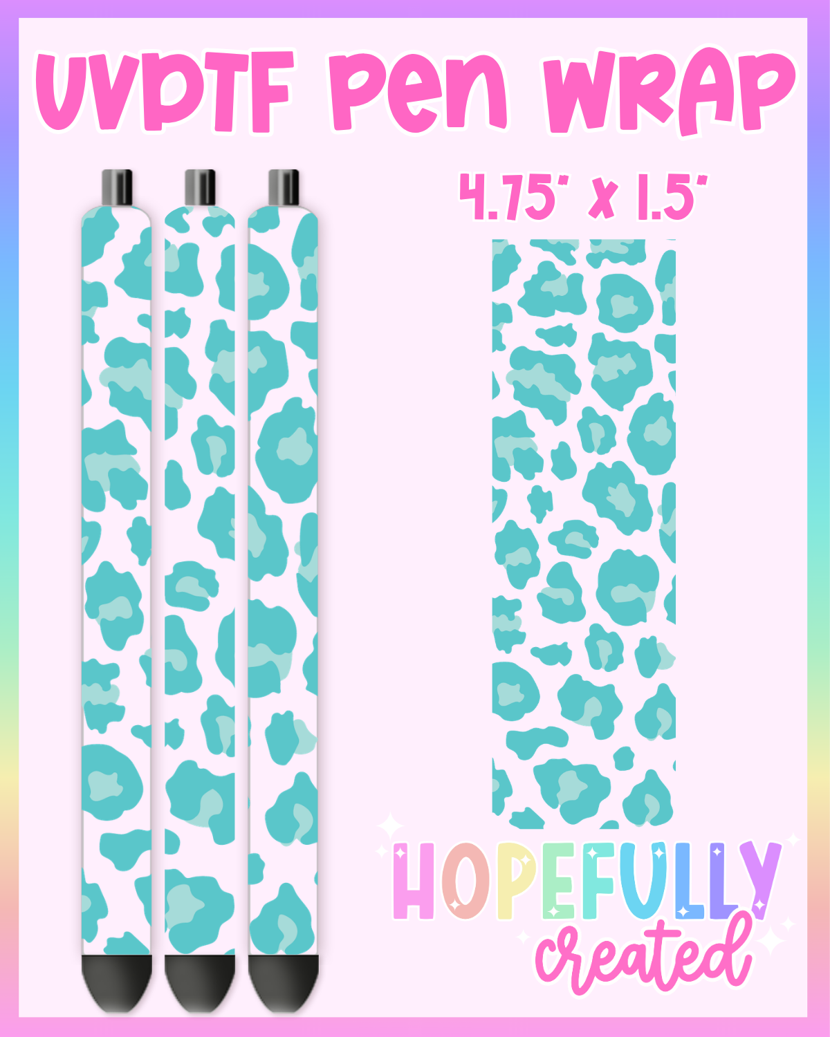Teal Leopard UVDTF Pen Wrap