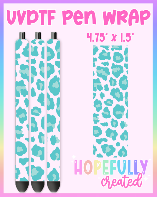 Teal Leopard UVDTF Pen Wrap