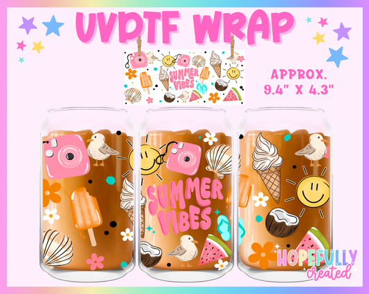 Summer Vibes UVDTF Glass Can Wrap