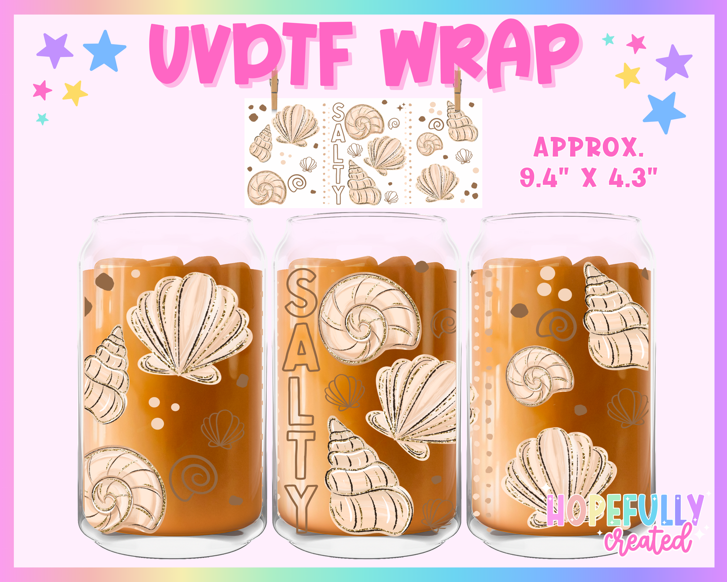 Salty Seashells UVDTF Glass Can Wrap