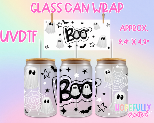BOO Ghost UVDTF Glass Can Wrap