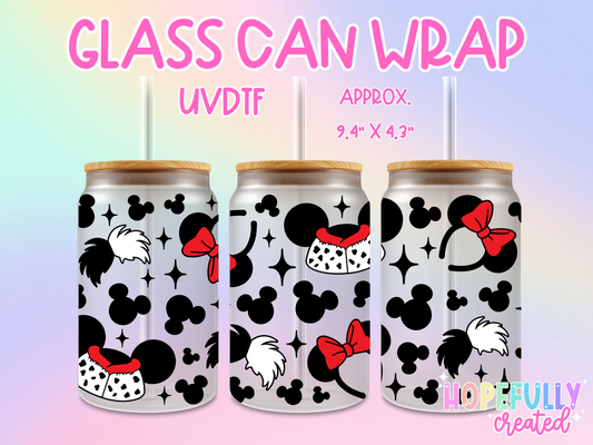 Cruella UVDTF Glass Can Wrap