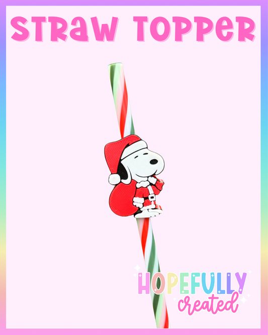 Christmas Dog Straw Topper