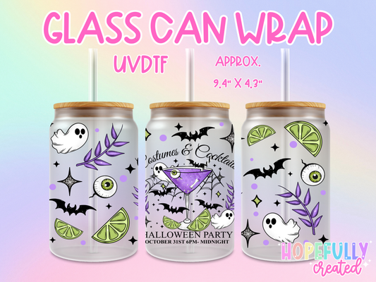 Costumes and Cocktails UVDTF Glass Can Wrap