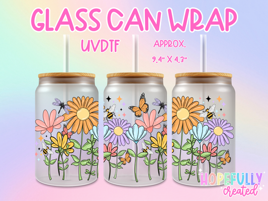 Pastel Floral UVDTF Glass Can Wrap