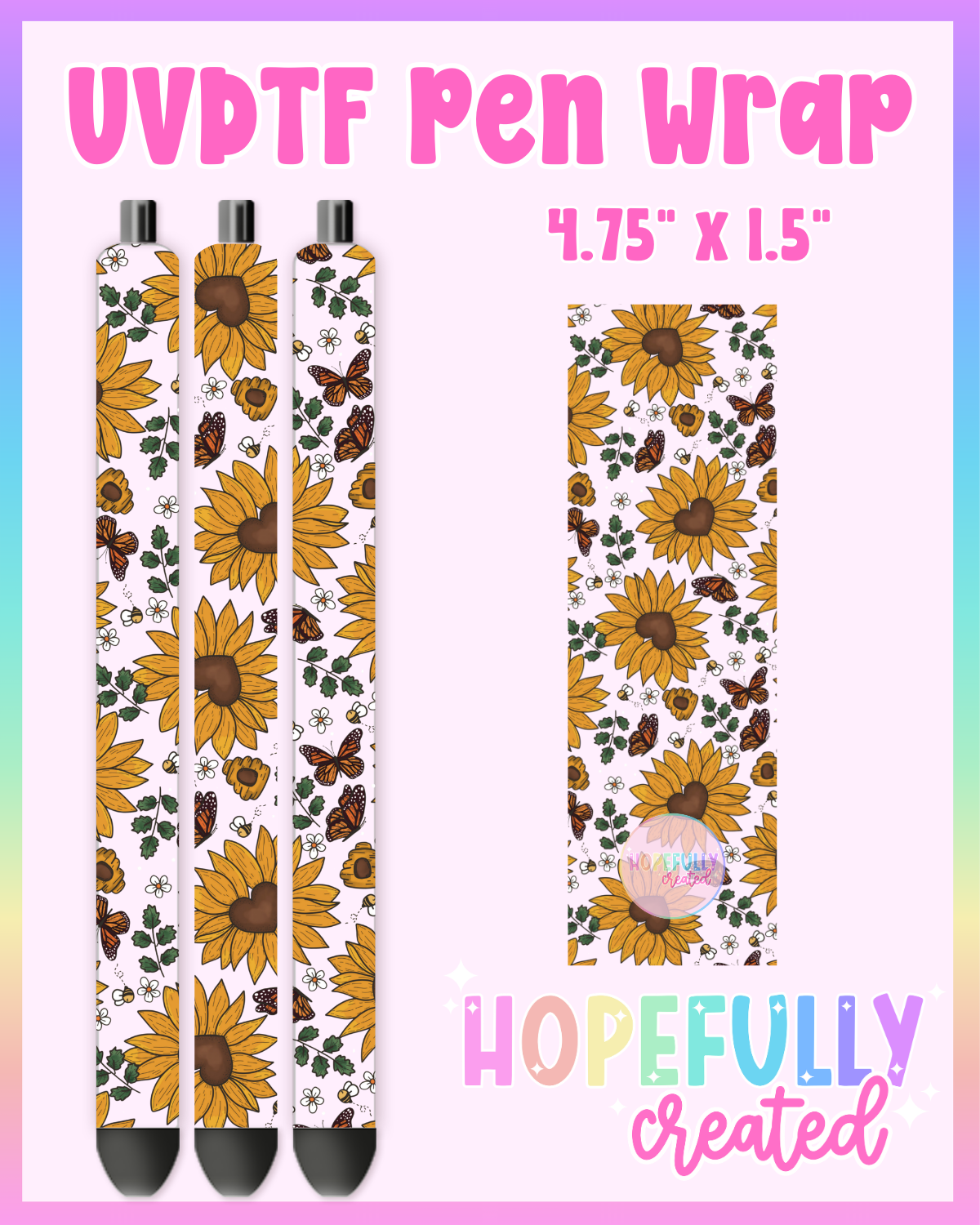 Heart Sunflower UVDTF Pen Wrap