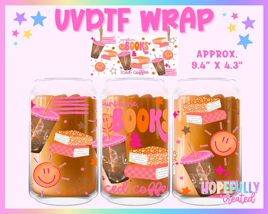 Sunshine, Books & Coffee UVDTF Glass Can Wrap
