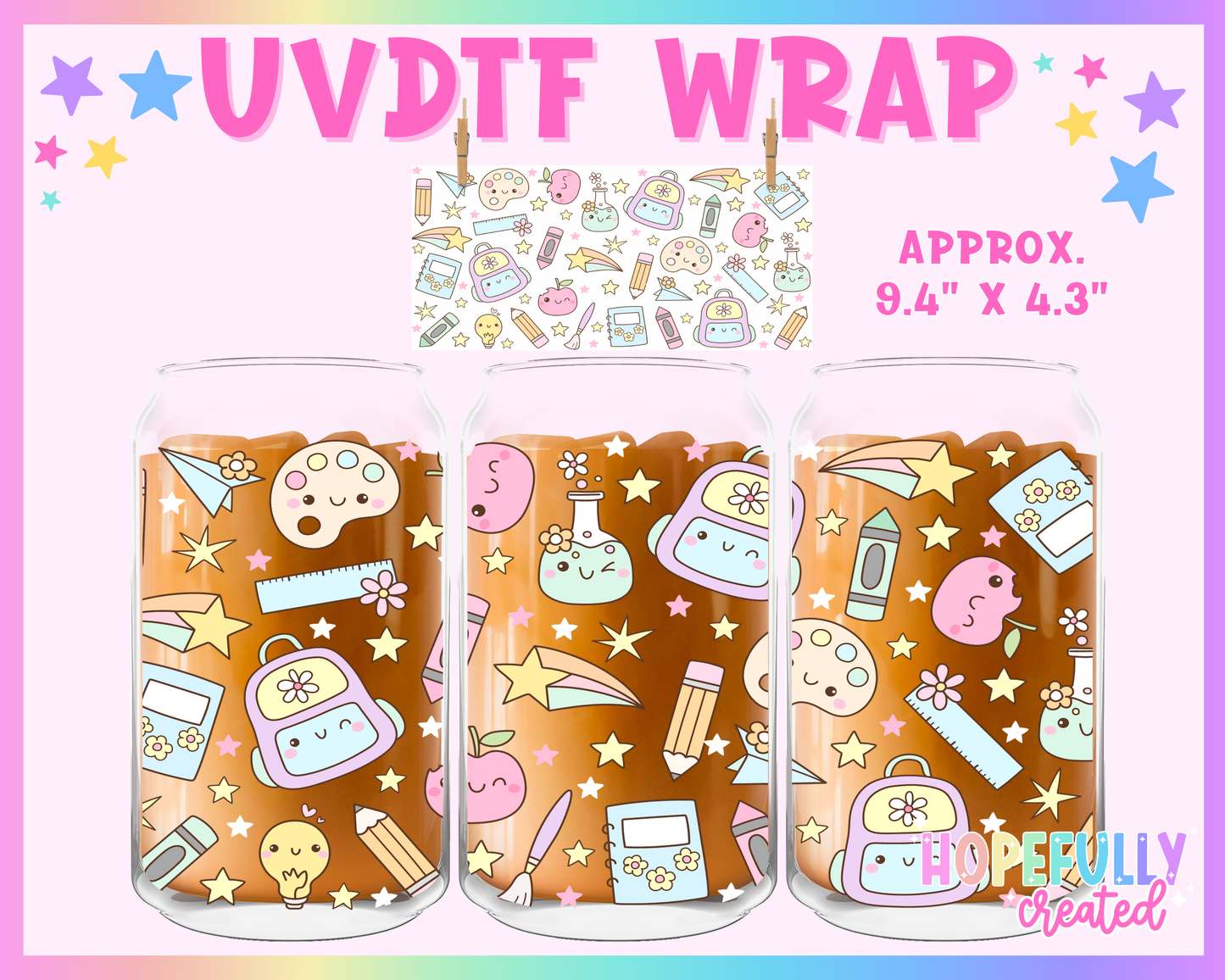 School UVDTF Glass Can Wrap