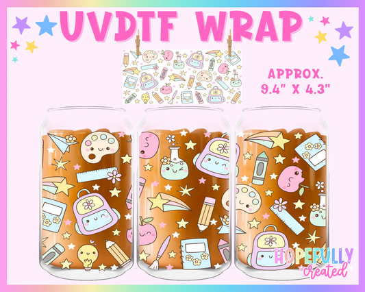 School UVDTF Glass Can Wrap