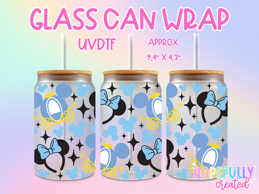 Cinderella Headbands UVDTF Glass Can Wrap