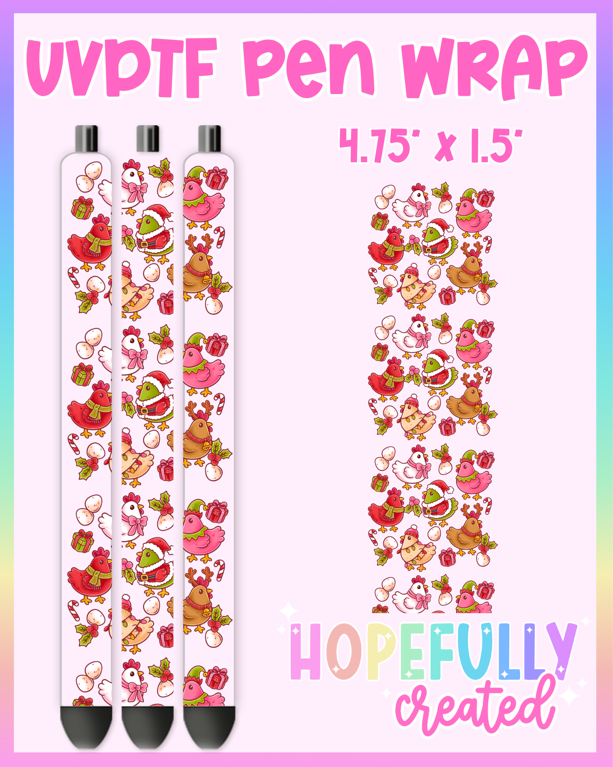 Christmas Chickens UVDTF Pen Wrap