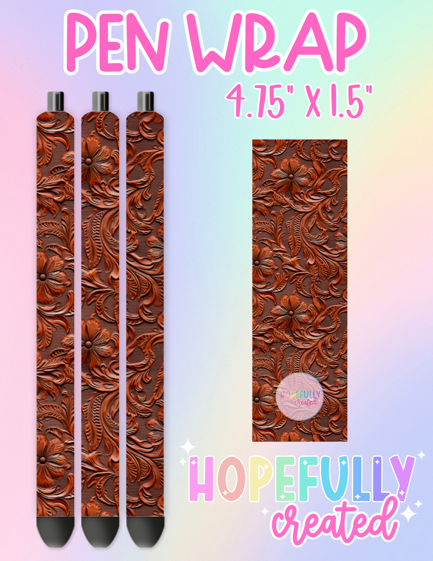 Tooled Leather Pen Wrap-2142