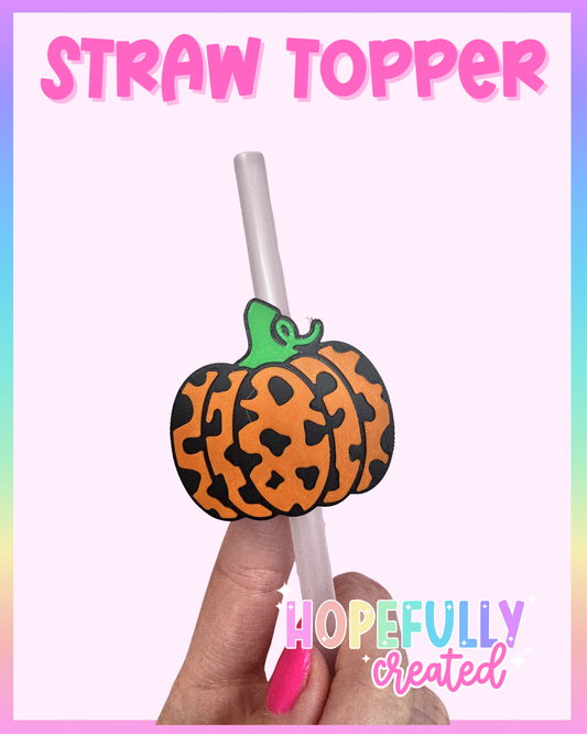 Cow Pumpkin Straw Topper