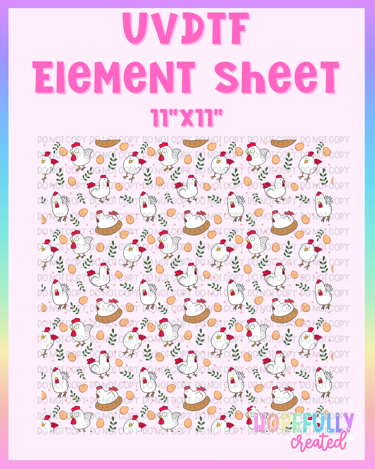 Chickens UVDTF Element Sheet **Discounted *READ DESCRIPTION*