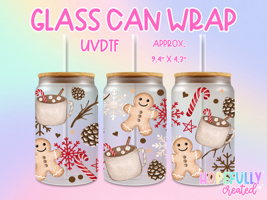 Gingerbread & Hot Cocoa UVDTF Glass Can Wrap