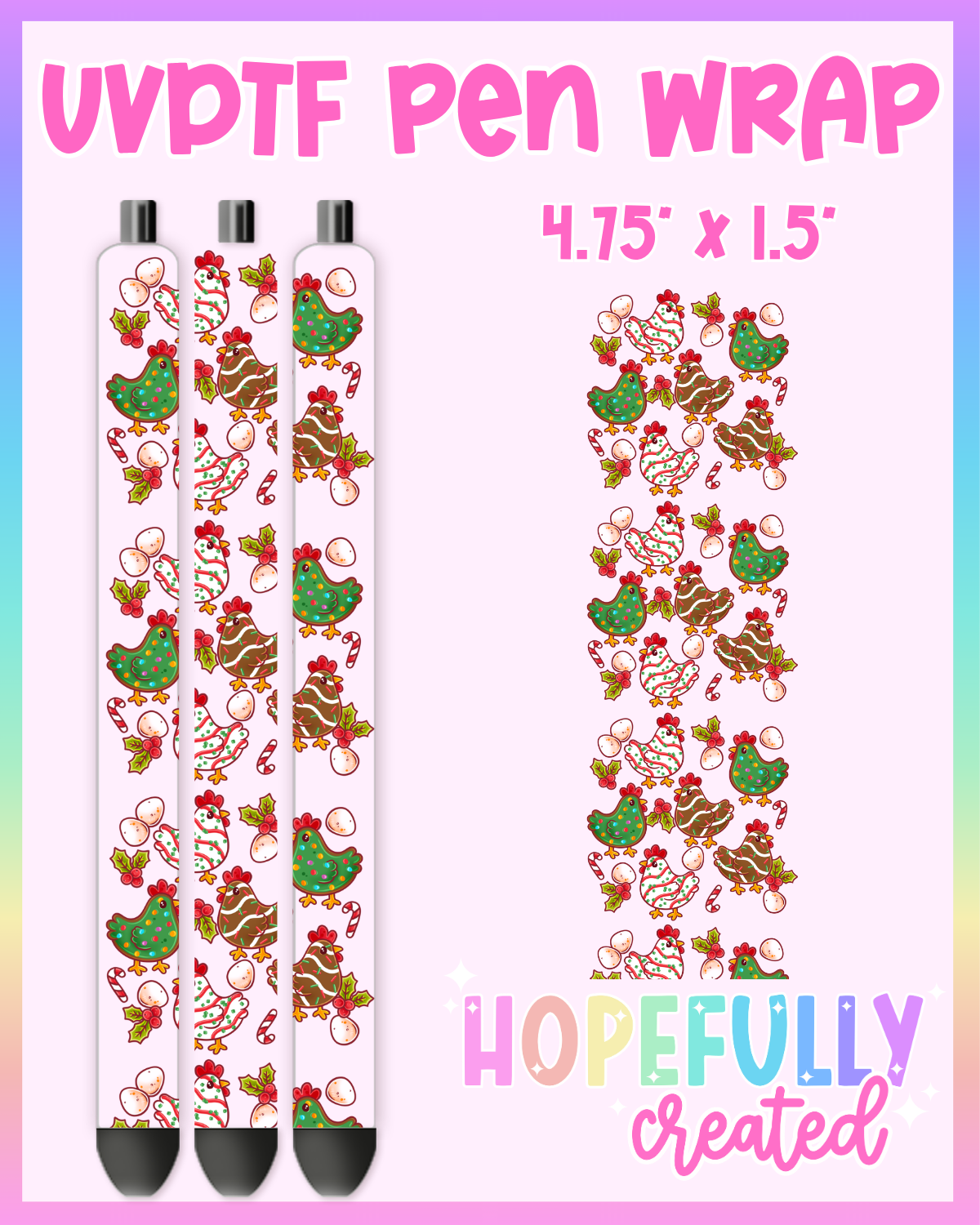 Christmas Chickens UVDTF Pen Wrap